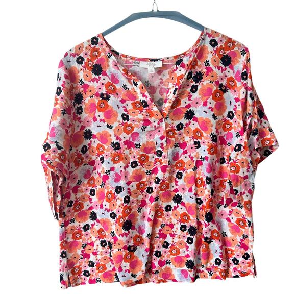 Women’s Charter Club Floral Linen Blouse XL - Picture 1 of 3